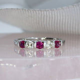 Pre Owned 9ct White Gold 5 Stone Ruby & Diamond 5 Stone Ring