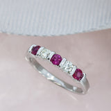 Pre Owned 9ct White Gold 5 Stone Ruby & Diamond 5 Stone Ring
