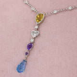 Pre Owned 18ct White Gold Multi Gemstone & Natural Diamond Necklace