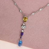 Pre Owned 18ct White Gold Multi Gemstone & Natural Diamond Necklace