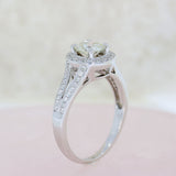Pre Owned 18ct White Gold Diamond Halo Ring with Diamond Set Split Shoulders 1.12ct