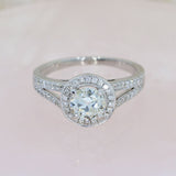 Pre Owned 18ct White Gold Diamond Halo Ring with Diamond Set Split Shoulders 1.12ct