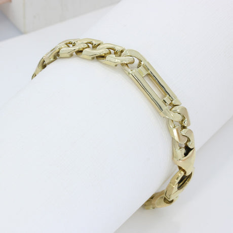 Pre Owned 9ct Yellow Gold 8 1/4" Chunky Flat Curb Bracelet
