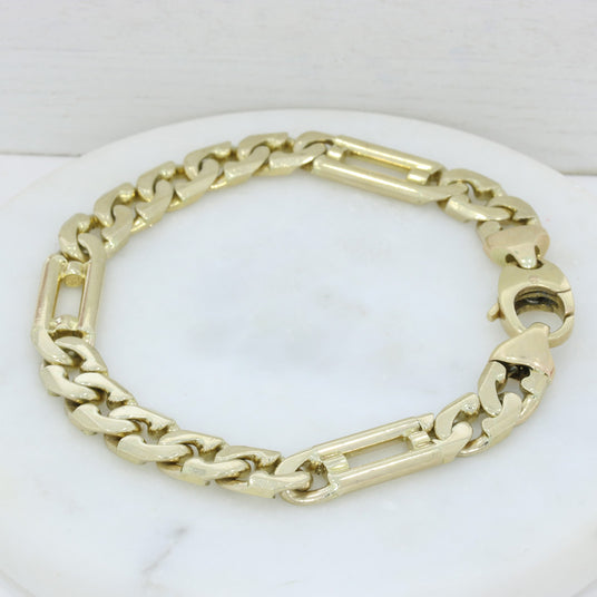 Pre Owned 9ct Yellow Gold 8 1/4" Chunky Flat Curb Bracelet