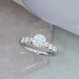 Platinum GIA Certified Diamond Solitaire Ring with Diamond Set Shoulders 1.37ct H VS1