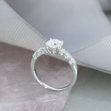 Platinum GIA Certified Diamond Solitaire Ring with Diamond Set Shoulders 1.37ct H VS1