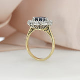 Pre Owned 18ct Yellow Gold Large Claw Set Oval Sapphire & Diamond Cluster Ring