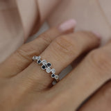 Pre Owned 9ct White Gold Sapphire & Diamond Delicate Bubble Ring