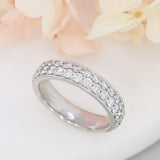 Pre Owned 18ct White Gold Pave Set 2 Row Diamond Ring Approx 1ct
