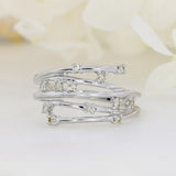 Pre Owned 9ct White Gold Multi Row Diamond Ring 0.12ct