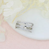 Pre Owned 9ct White Gold Crossover Multi Row Ring with 2 Rows of Diamonds