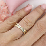 Pre Owned 9ct Yellow Gold Crossover Ring with Channel Set Diamonds