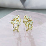 Pre Owned 9ct Yellow Gold Opal Flower Cluster Earrings with Post & Flipback