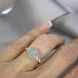 Pre Owned 9ct Yellow Gold Claw Set Aquamarine Cluster Ring