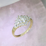 Pre Owned 9ct Yellow Gold Claw Set Aquamarine Cluster Ring