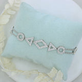 Pre Owned 18ct White Gold Double Row Pave Set Diamond Shapes Bracelet