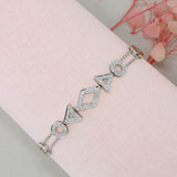 Pre Owned 18ct White Gold Double Row Pave Set Diamond Shapes Bracelet