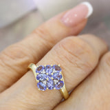 Pre Owned 9ct Yellow Gold Tanzanite Cluster Ring