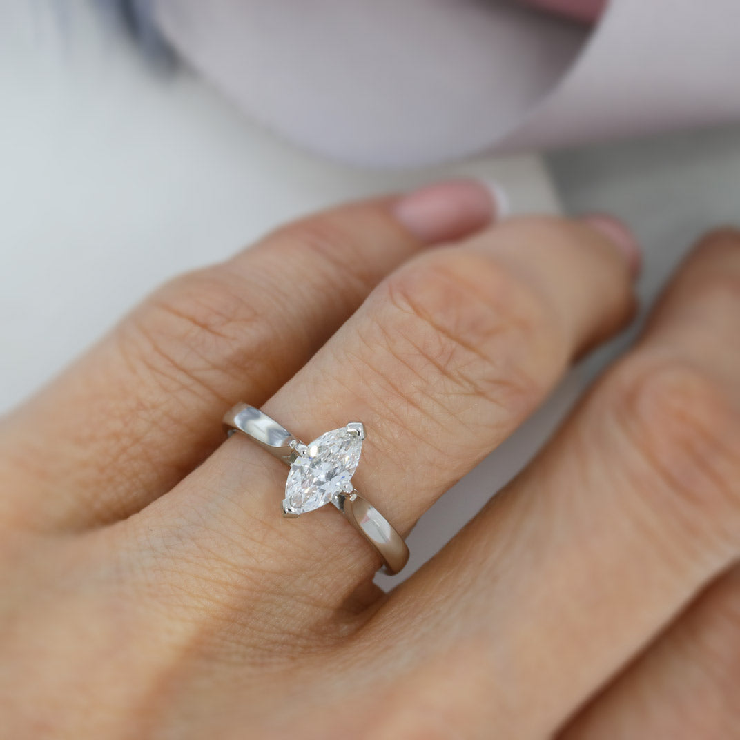 GIA Certified Pre Owned Platinum Marquise Diamond Solitaire Ring 0.71ct E VVS1