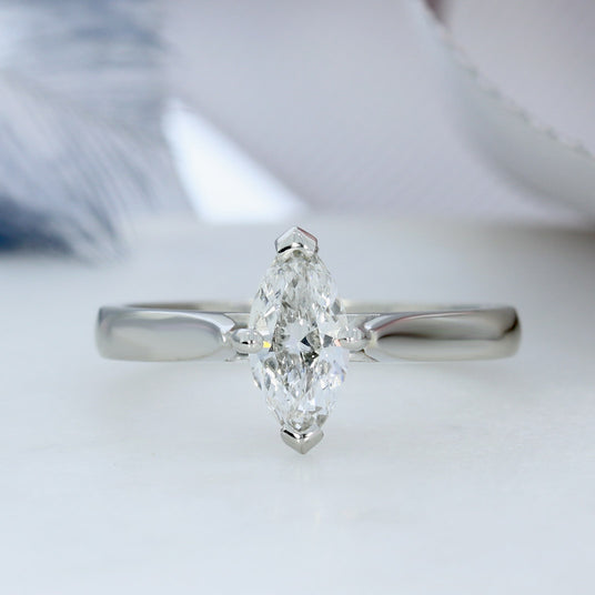 GIA Certified Pre Owned Platinum Marquise Diamond Solitaire Ring 0.71ct E VVS1