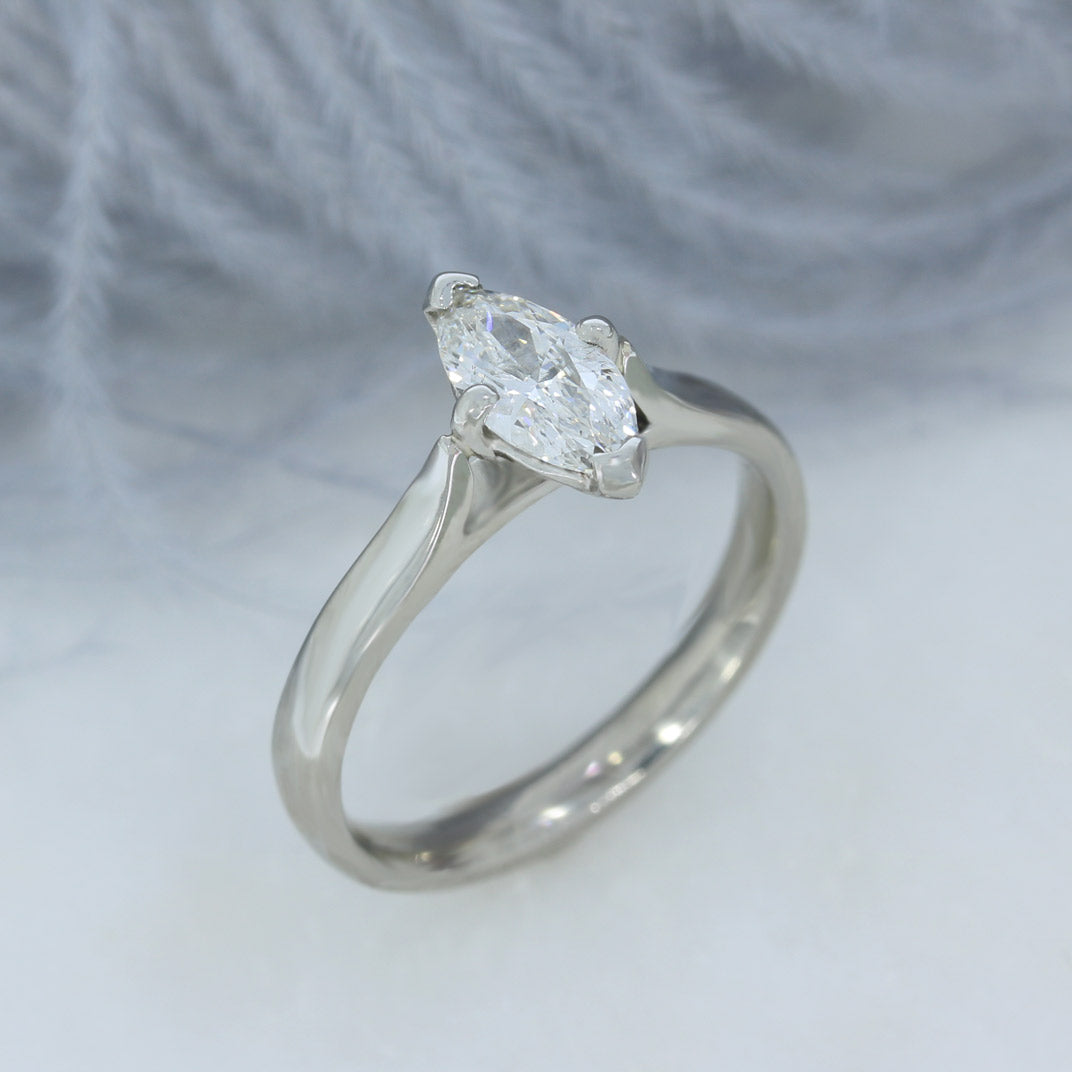 GIA Certified Pre Owned Platinum Marquise Diamond Solitaire Ring 0.71ct E VVS1