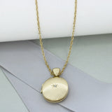 Pre Owned 9ct Gold Oval Locket with Star Set Diamond & 25" Chain