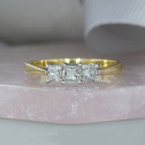 Pre Owned 18ct Yellow Gold Claw Set Princess Cut Diamond 3 Stone Ring Approx 0.65ct
