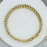 Pre Owned 9ct Yellow Gold Wide Flat Snake Bracelet 20cm