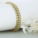 Pre Owned 9ct Yellow Gold Wide Flat Snake Bracelet 20cm