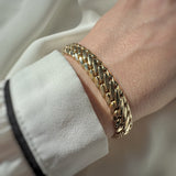 Pre Owned 9ct Yellow Gold Wide Flat Snake Bracelet 20cm