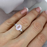 Pre Owned 9ct White Gold Kunzite & Diamond Dress Ring