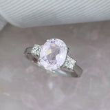 Pre Owned 9ct White Gold Kunzite & Diamond Dress Ring