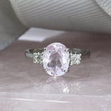 Pre Owned 9ct White Gold Kunzite & Diamond Dress Ring
