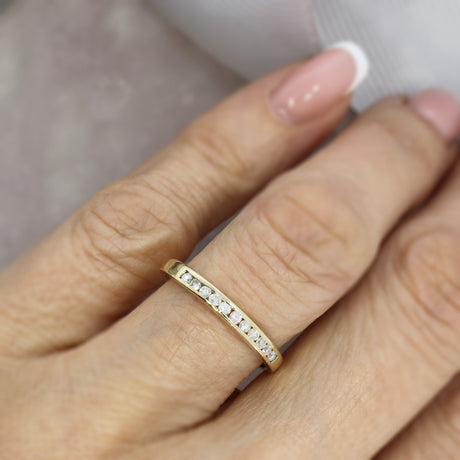 Pre Owned 9ct Gold Channel Set Diamond Eternity/Wedding Ring