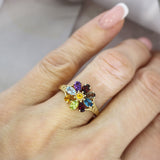 Pre Owned 9ct Gold Multi Stone Cluster Ring, with matching Pendant & 18" Chain