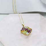 Pre Owned 9ct Gold Multi Stone Cluster Ring, with matching Pendant & 18" Chain