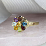 Pre Owned 9ct Gold Multi Stone Cluster Ring, with matching Pendant & 18" Chain