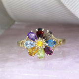 Pre Owned 9ct Gold Multi Stone Cluster Ring, with matching Pendant & 18" Chain