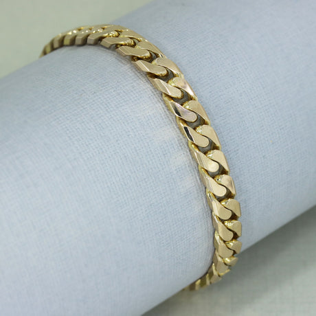 Pre Owned 9ct Yellow Gold Chunky Flat Curb Bracelet