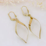 Pre Owned 9ct Yellow Gold Ribbon Twist Drop Earrings