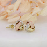 Pre Owned 9ct 3 Colour Knot Stud Earrings