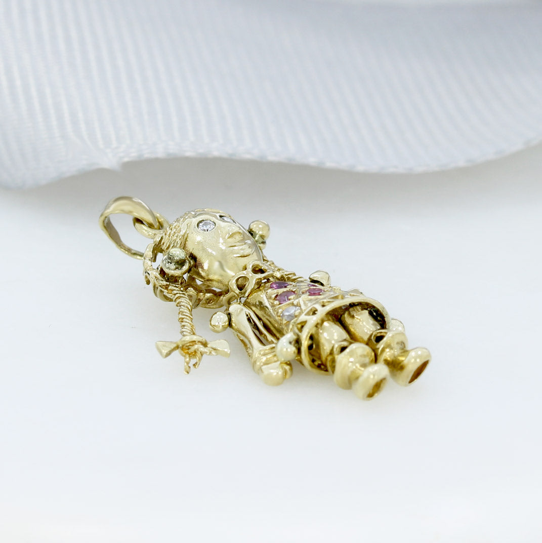Pre Owned 9ct Yellow Gold Flexi Girl Doll Pendant Charm