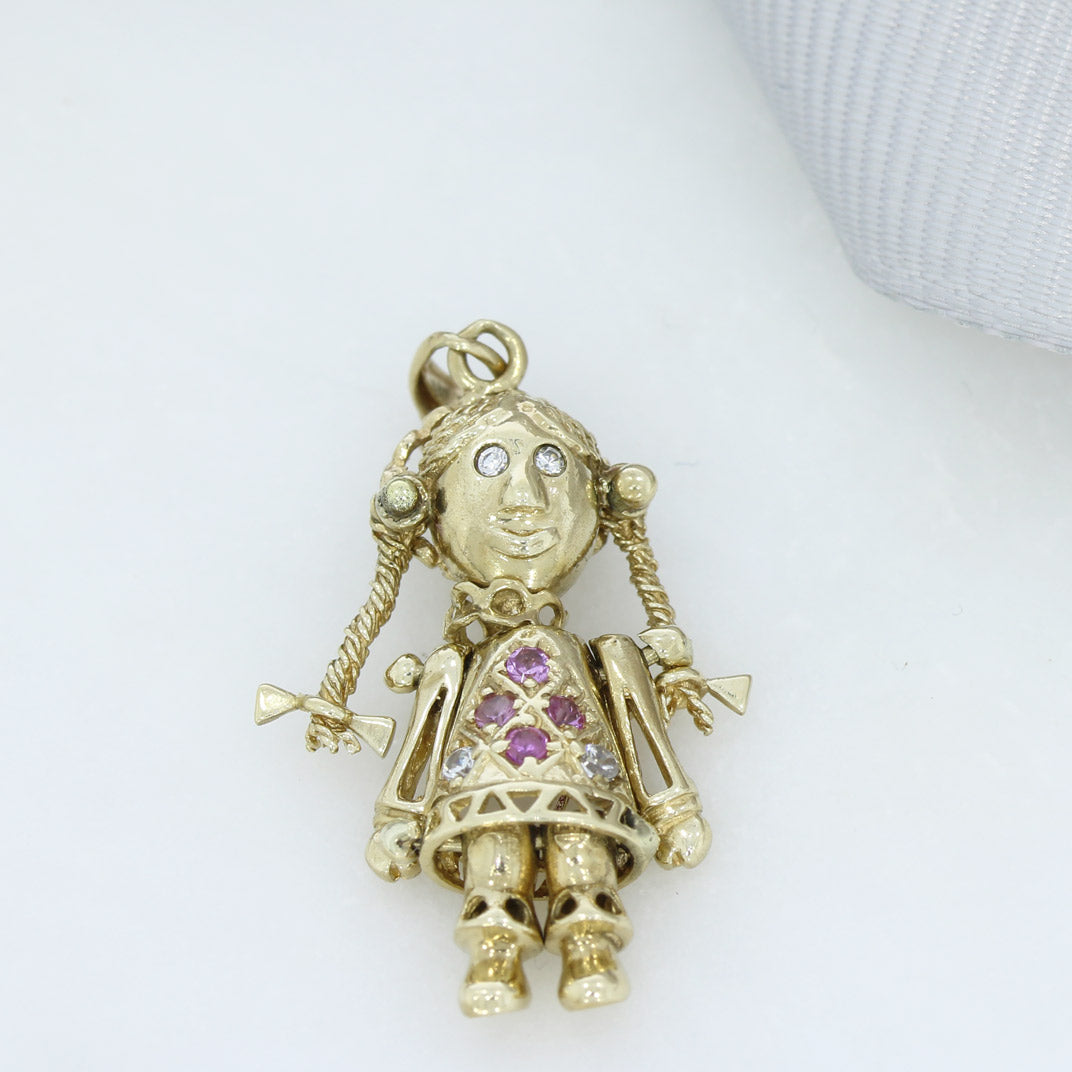 Pre Owned 9ct Yellow Gold Flexi Girl Doll Pendant Charm