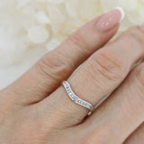 Pre Owned 9ct White Gold Channel Set Diamond Curved Ring