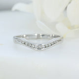 Pre Owned 9ct White Gold Channel Set Diamond Curved Ring