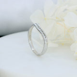 Pre Owned 9ct White Gold Channel Set Diamond Curved Ring