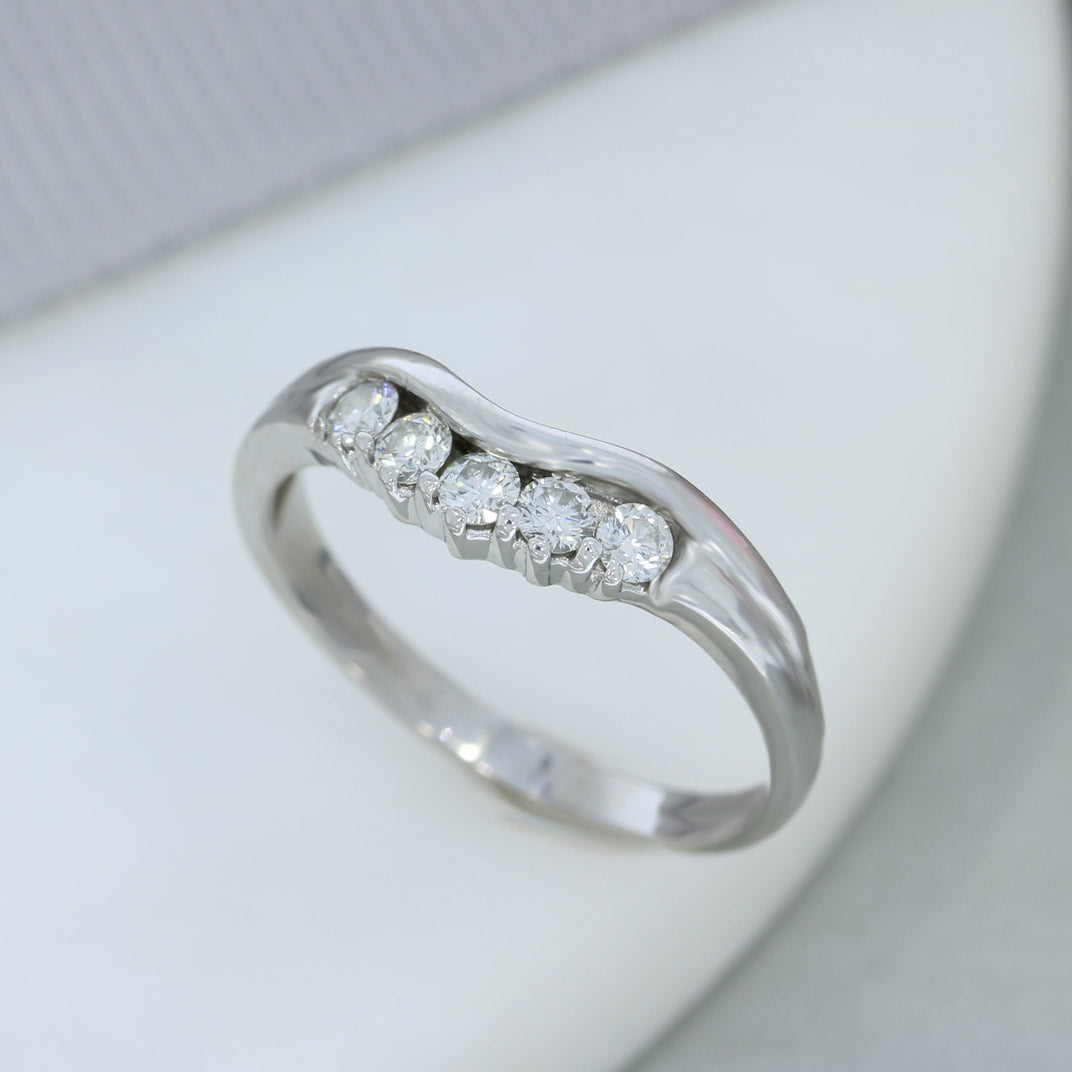 Pre Owned 18ct White Gold Curved Diamond Ring  0.30ct