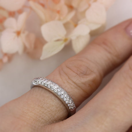 Pre Owned 18ct White Gold Pave Set Diamond Eternity Ring