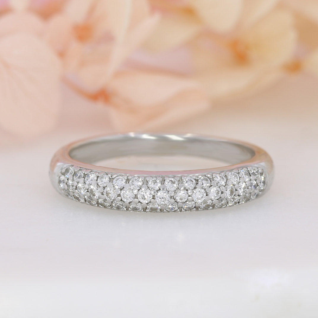 Pre Owned 18ct White Gold Pave Set Diamond Eternity Ring