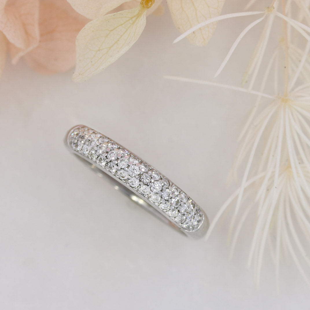 Pre Owned 18ct White Gold Pave Set Diamond Eternity Ring
